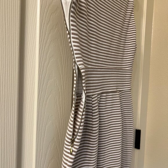 Banana Republic White & Tan Striped Sleeveless Dress Size 2 Petite - Picture 5 of 9